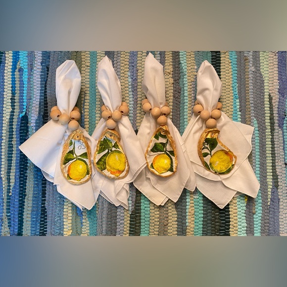 DECOUPAGE OYSTER SHELLS NAPKINS RINGS. - Picture 10 of 12
